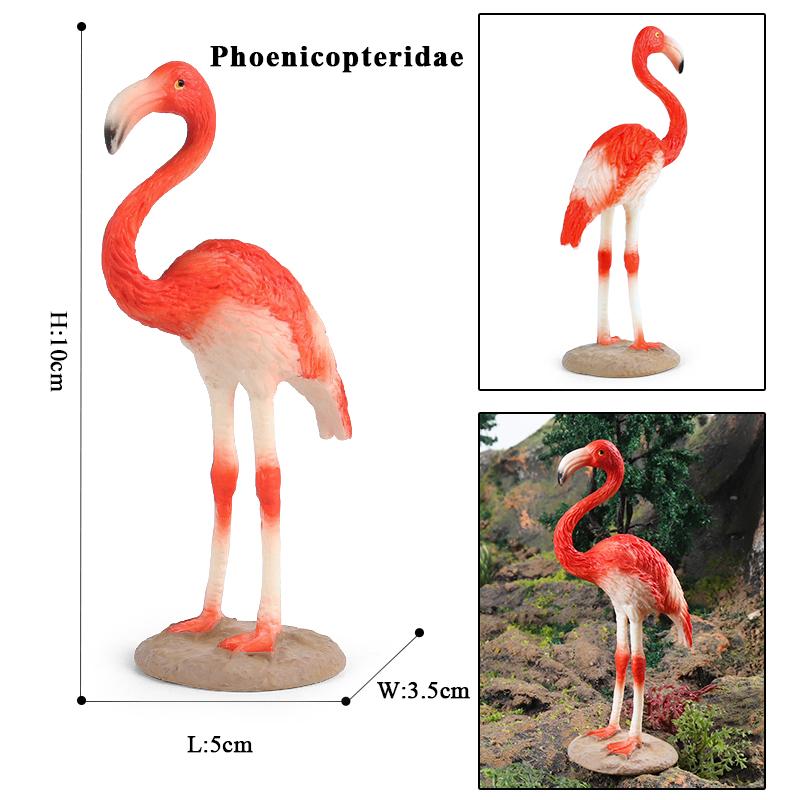 Oenux Forest Bird Animals Wild Ostrich Magpie Owl Crow Flamingos Figurines Action Figure PVC Garden Decoration Miniature Kid Toy