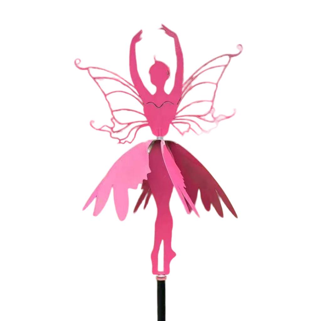 Gartenspinner, Blumenfee, tanzende Windspinner inmitten von Gartenpfählen, Fee, Ballerina, Metallornament für Outdoor-Zubehör
