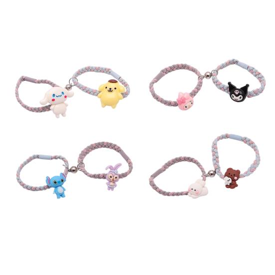 1 Pár Gumiček do Vlasů Kreslená Panenka Přívěsek Pletení Magnetické Přísavky Gumičky do Vlasů Nejlepší Přítel Vysoký