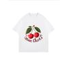 Bawełniany T-shirt Biały z Nadrukiem Wiśni Mon Cheri Tekst Letnia Codzienna Odzież