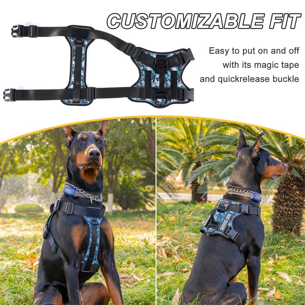 Oxford Working Dog Harness Reflective Medium Large Dog Vest Harness with 5 PCS Patches WD Harness Pet Dog Accessories