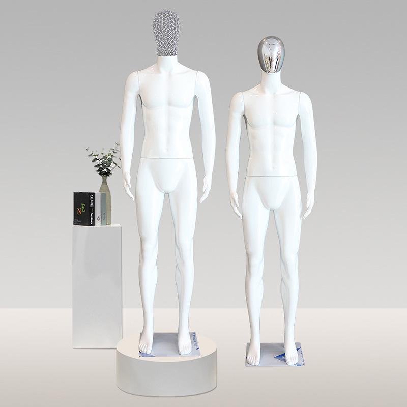 Manequim Masculino de Corpo Inteiro Estilo Coreano Branco Fosco com Rosto Galvanizado