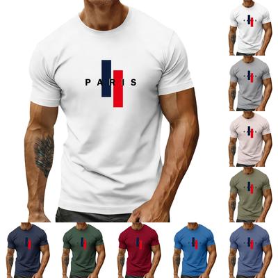 Men's Holiday Print Round Neck Short Sleeve Top Casual Sports Top