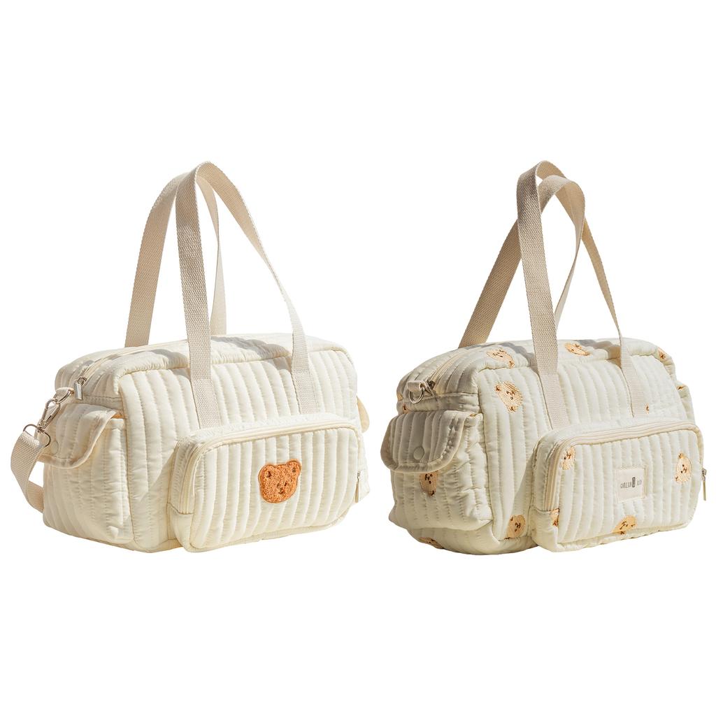 Quilted Diaper Bag Tote Multifunction Baby Diaper Bag with Shoulder Strap Storage Bag for Boys & Girls