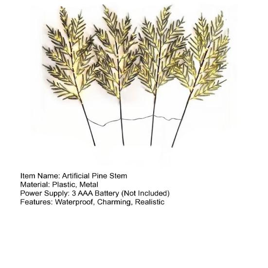 8 Pcs Lighted Artificial Pine Branches 35" Christmas Greenery Norfolk Pine Picks with LED Lights Faux Stems