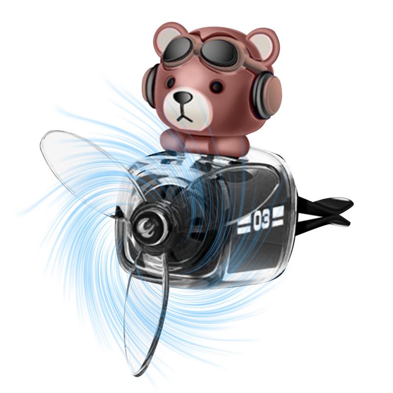Cartoon Bear Pilot Car Fresheners Vent Clip Automotive Air Outlet Propeller Car Diffuser Outlet Fan Fragrance Fresheners