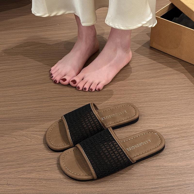 

2025 обувь, сандалии, полушлепанцы, женская повседневная летняя верхняя одежда, ажурное плетение, дышащие новые модели 40 чёрный