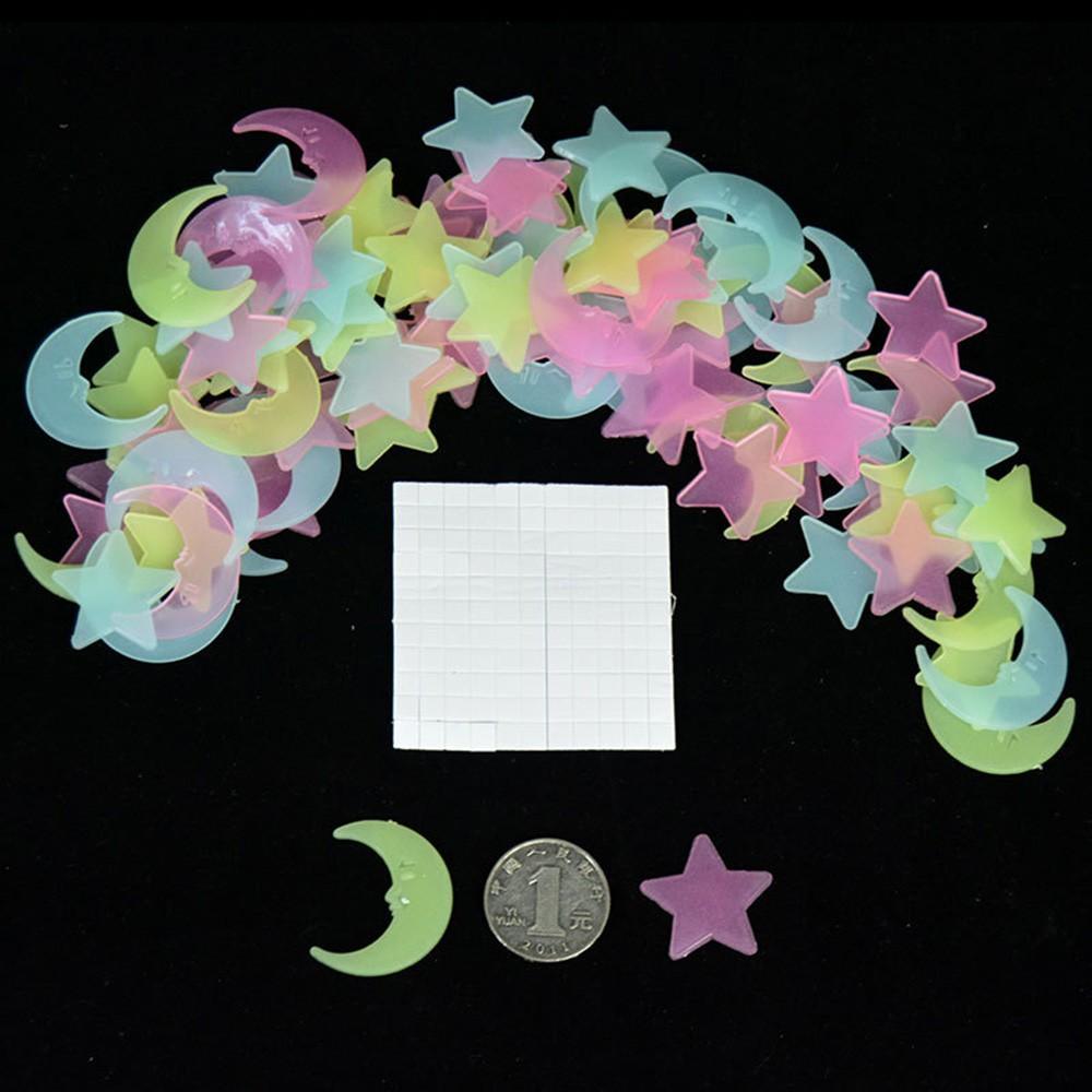 

Plastic Stickers 100PCS Stars Removable Fun Moon Ceiling Decal Wall Art