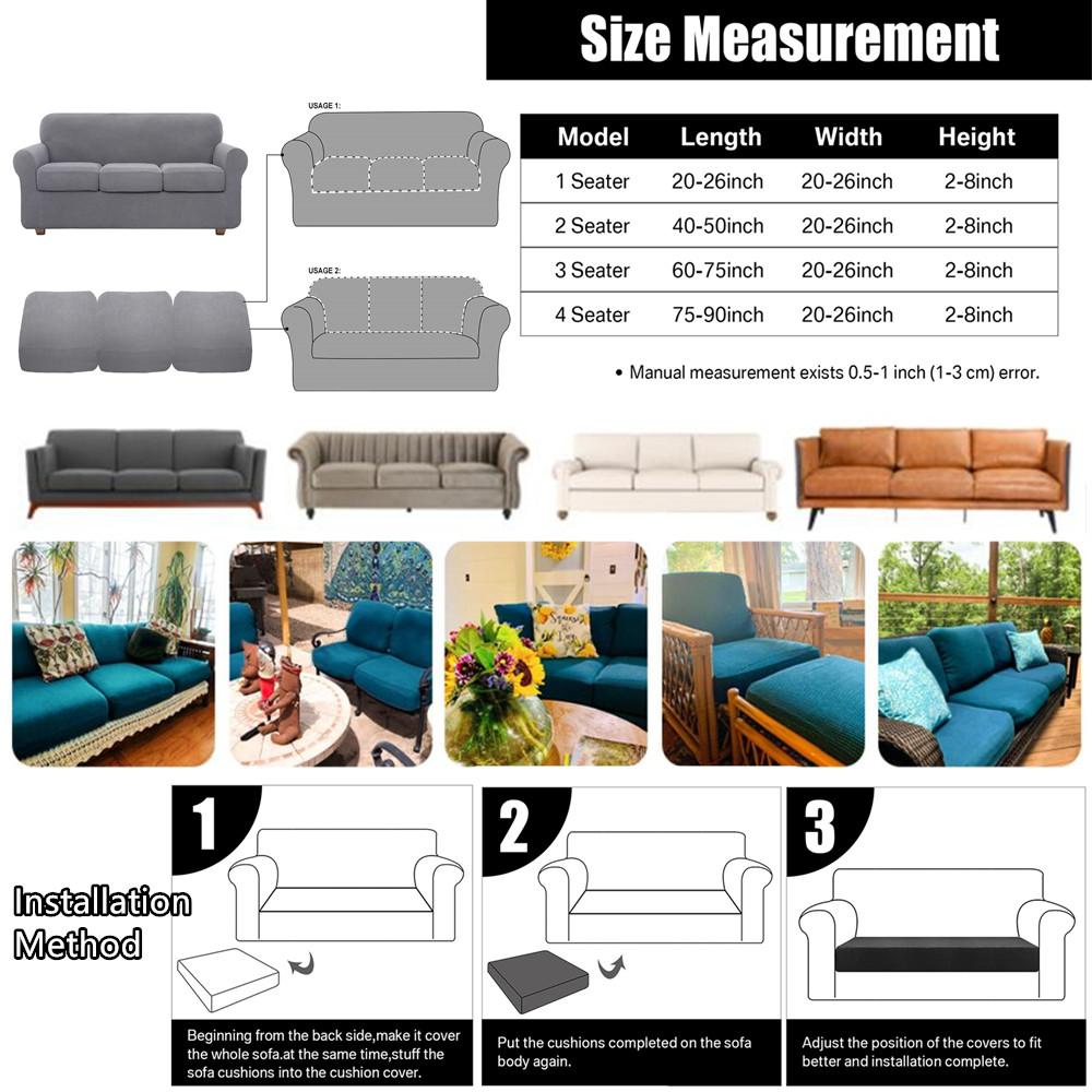 Stretch Sofa Cover Seat Slipcover Jacquard Chair Cushion Cover for 1-2-3 Seaters Replacement for Furniture Protector