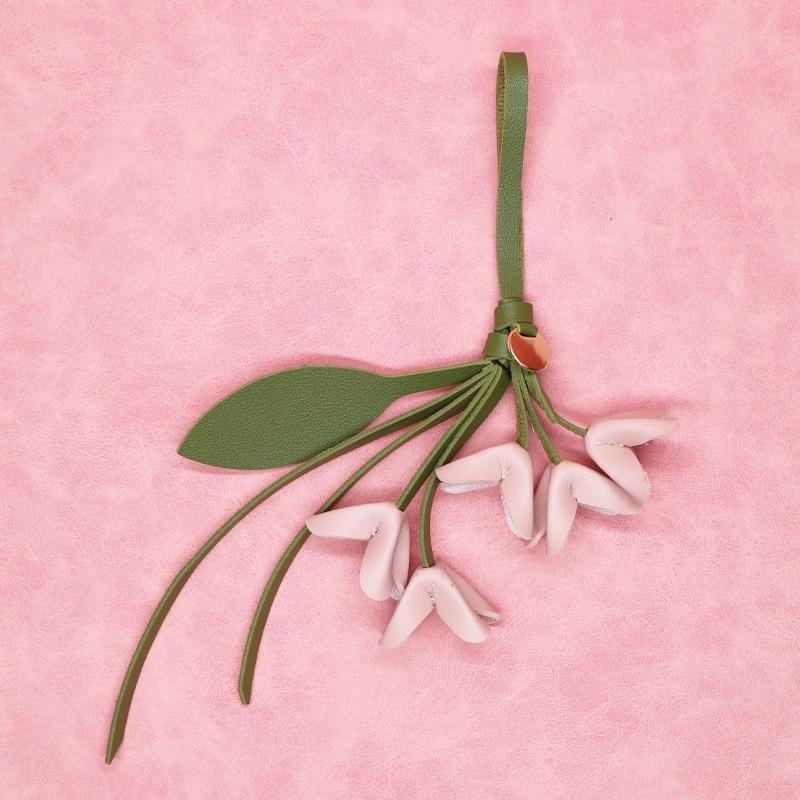 Fashion PU Leather Simulation Osmanthus Keychain Bag Pendant Decoration Artificial Flower Backpack Hanging Ornaments Gifts