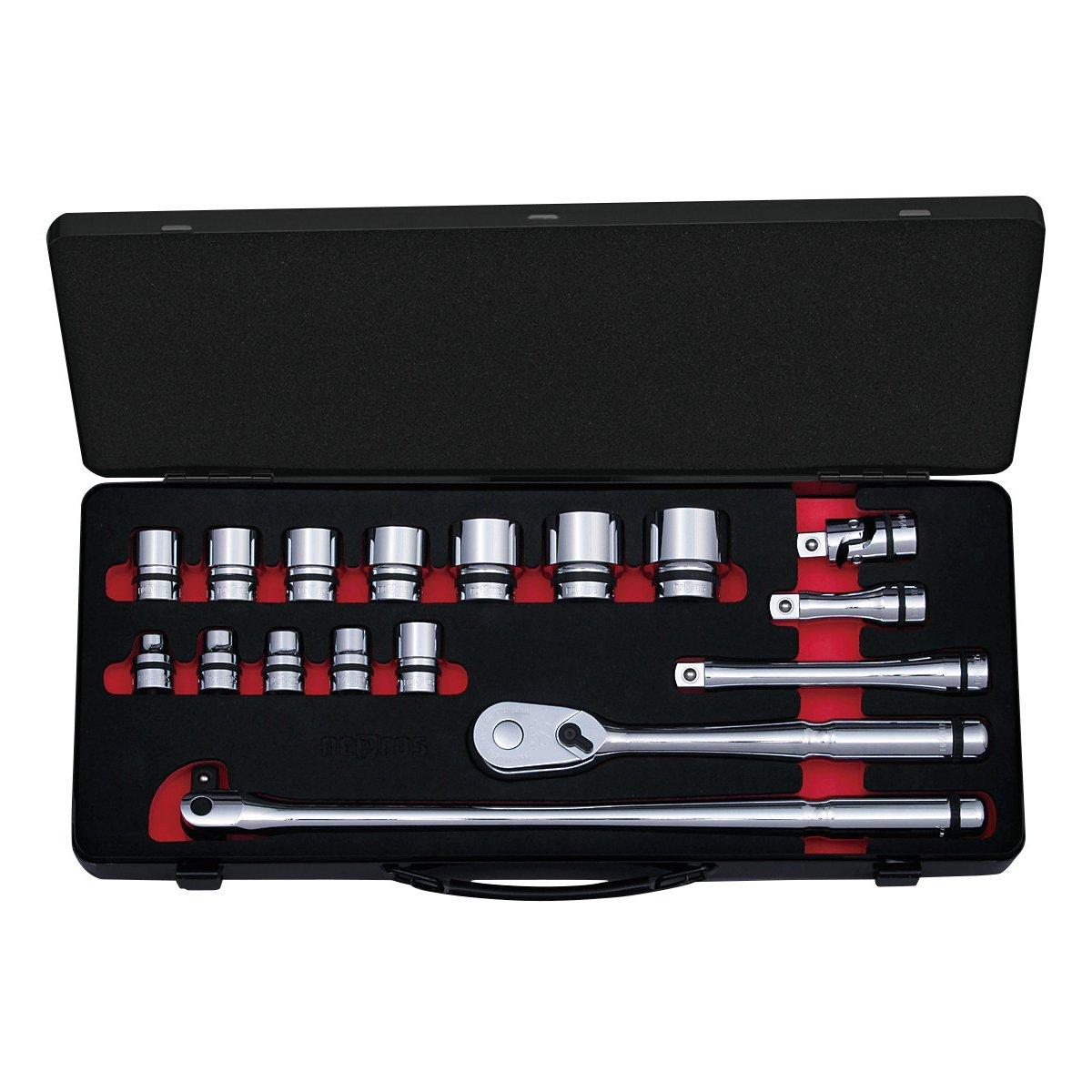 

Nepros 1/2 sq. Socket Wrench Set (17pcs.) With Steel Case