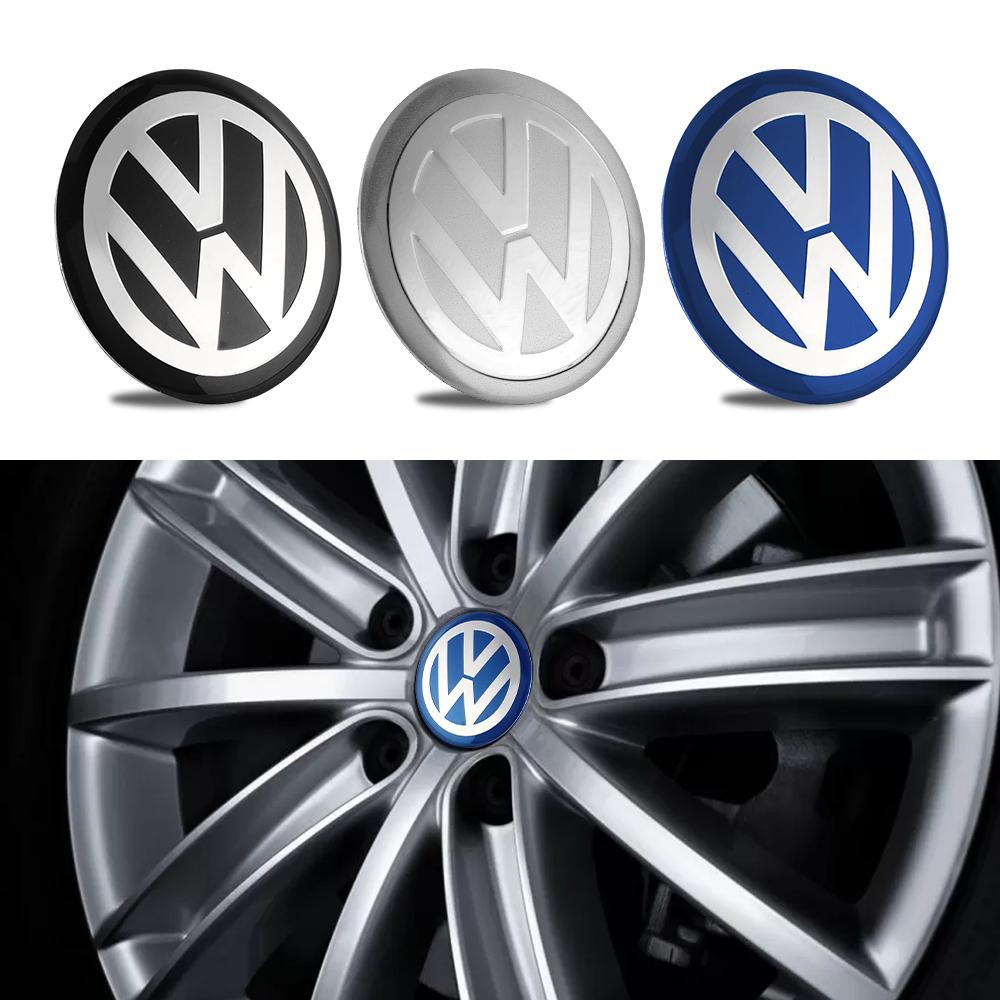 Valve Stems Caps 4Pcs 56/60/65MM Car Wheel Center Hub Cap Badge Sticker Accessories For Volkswagen VW GTI Golf Polo Passat Tigua