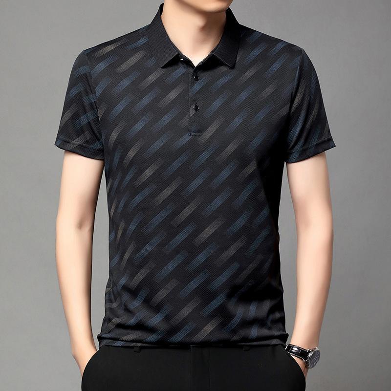 

Летняя мужская футболка с коротким рукавом и лацканами, деловая повседневная дышащая базовая рубашка с коротким рукавом L