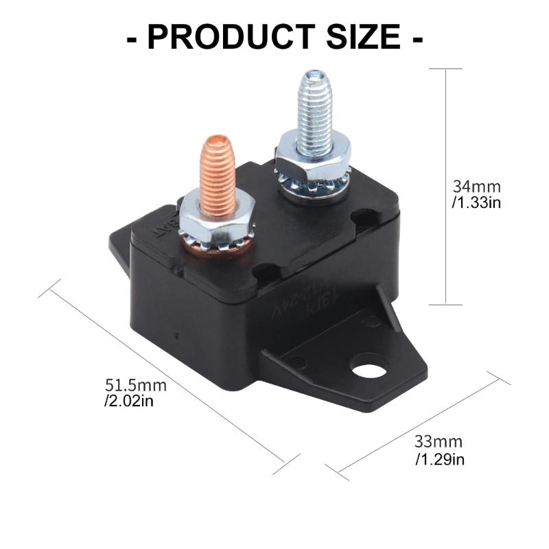 2PCS 50A Plastic Circuit Breaker Automatic Reset Overcurrent Protective 16.8mm Bolt Length Fit for Automotive Marine Use