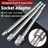 Pack Of 3 Hexagonal Shank Square Drive Socket Adapter Extension Bar 150mm 1/4", 3/8", 1/2" For Power Drill And Auto Repair