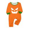 Family Matching Halloween Face Print Loungewear Set - Long Sleeve Raglan Top and Straight Leg Pants
