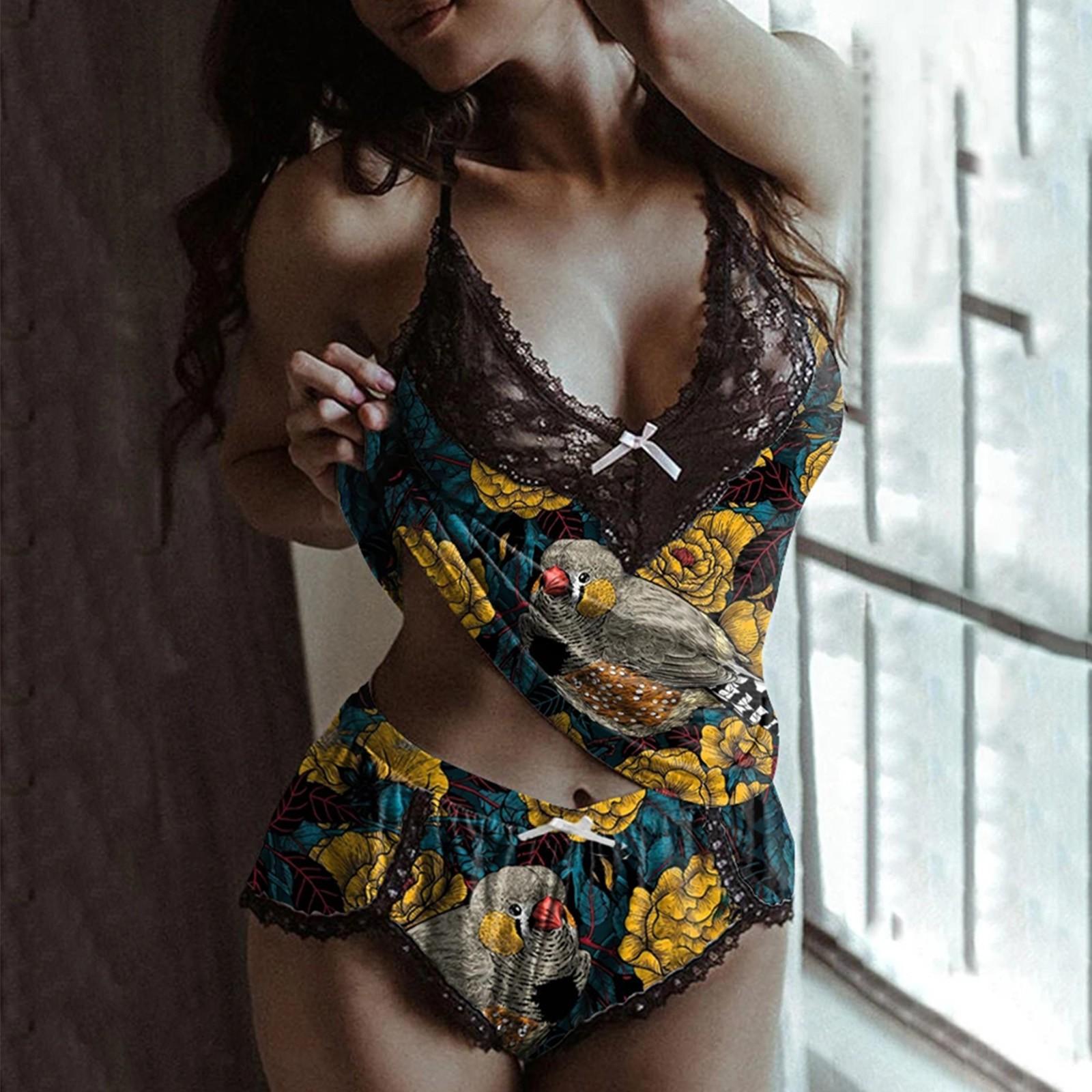 

Женщины кружево сексуальное женское белье пижамы комбинезон пижамы кружевное нижнее белье S жёлтый