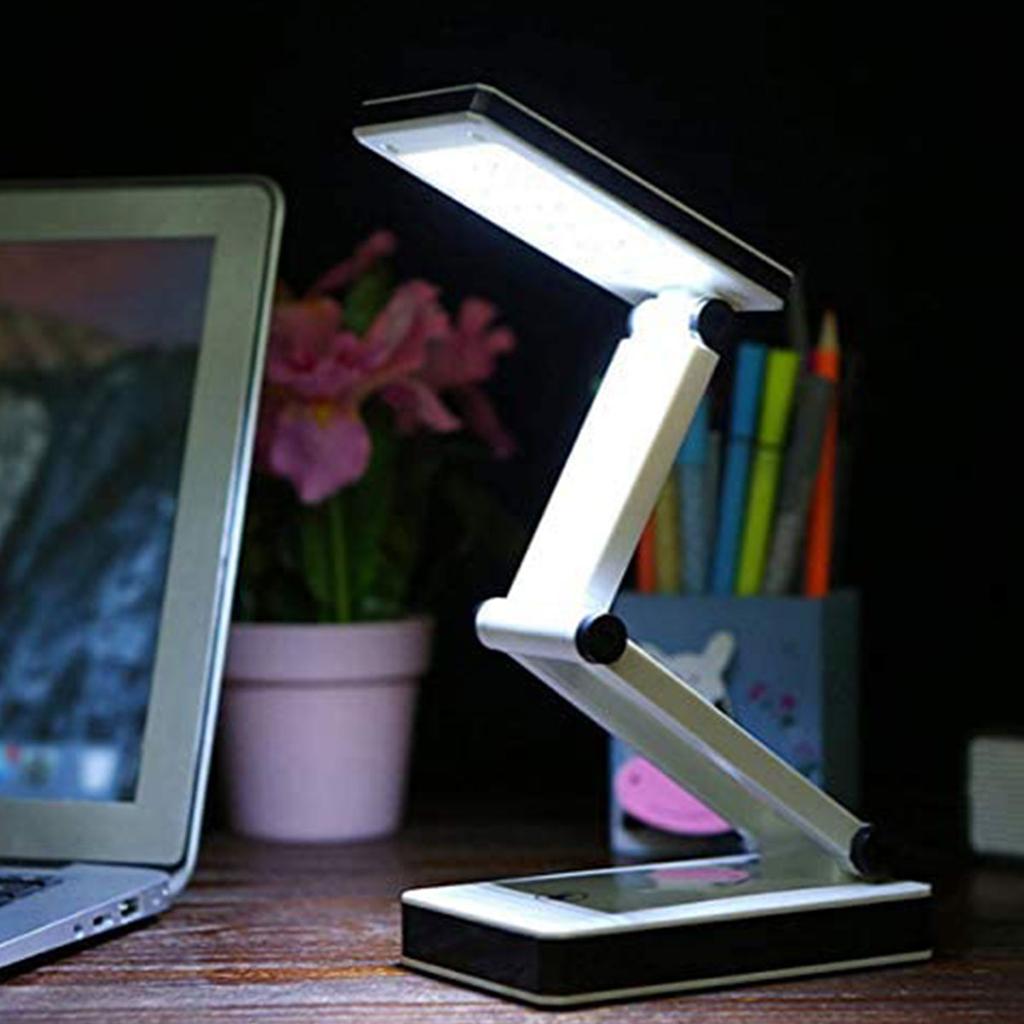 Foldable Desk Lamp Portable Compact Reading Lamp Usb/ Battery Powered Desk Light Touch Switch Control Dimming Eye Care Book Lamp