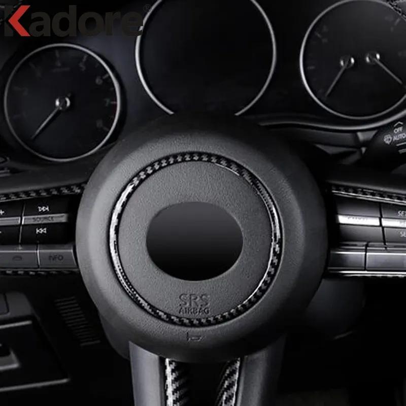 Car Steering Wheel Ring Cover Trim For Mazda CX30 CX-30     2024 Carbon Fiber Interior Muoldings Accessories
