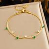 Gold Serrated Chain Bracelet with Black and White Crystal Drop Charms for Women