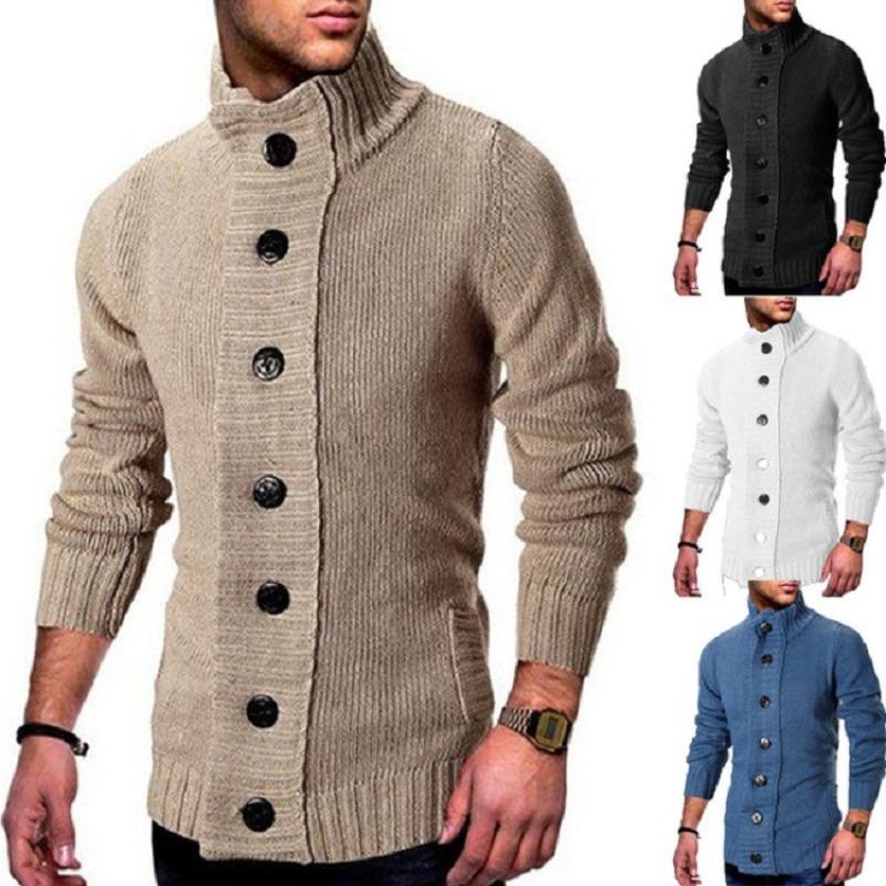 

2025 Fashionable Men s Single-Breasted Knitted Cardigan Jacket L білий