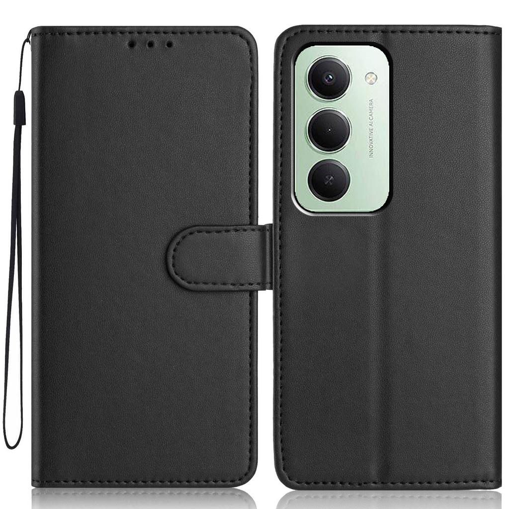 Dla Xiaomi Redmi 15 5G (Światowy) (169mm) Etui portfelowe z paskiem/Wiele przegródek na karty Jednokolorowe Skórzane Etui z podstawką na telefon