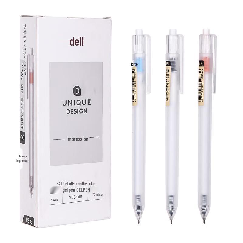 Deli A115 Retractable Gel Pens, 0.38mm