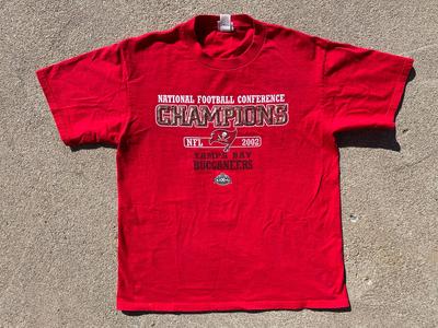 Vtg 2002 Tampa Bay Buccaneers National Football Conference Champions Printed T-Shirt