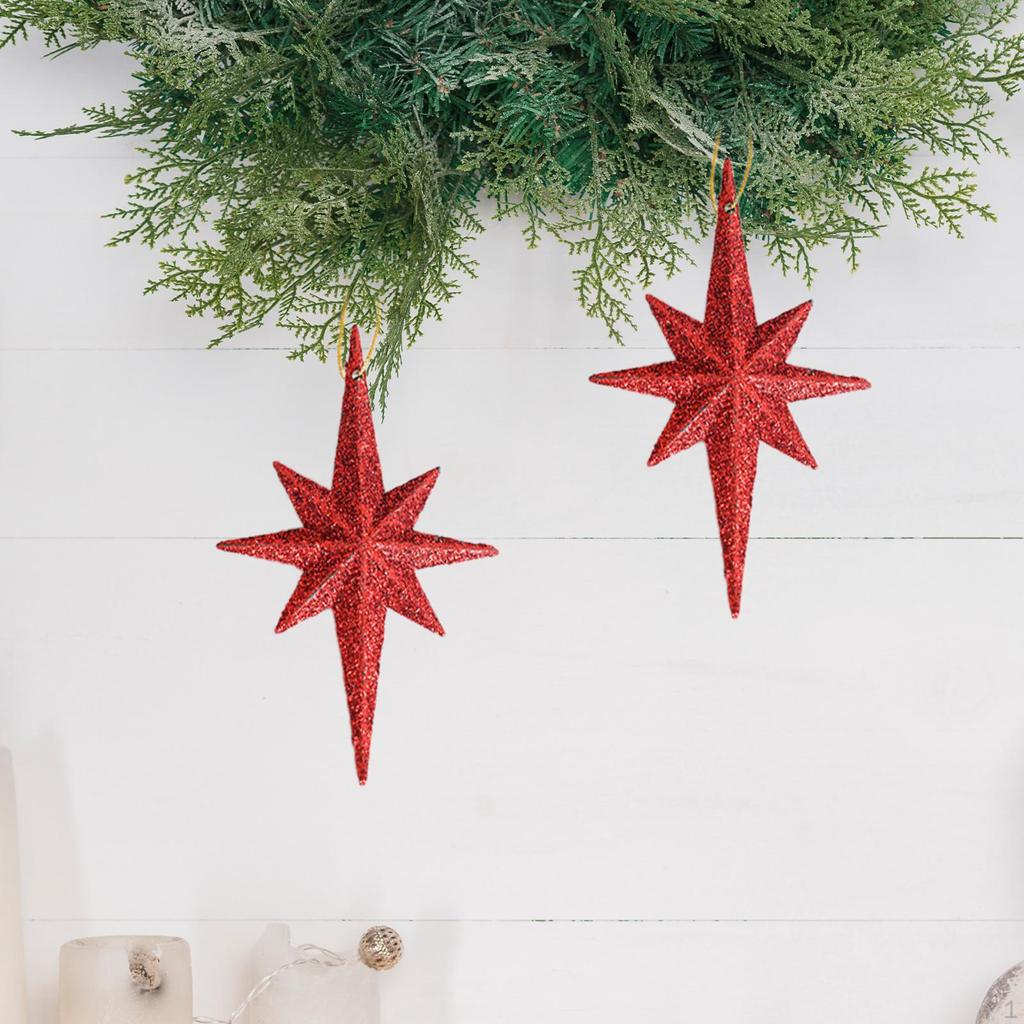 2 Pieces Christmas Glitter Star Pendants Hanging Ornaments Decor for Wedding