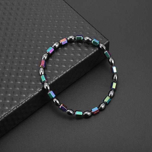 Trendy Weight Loss Magnetic Hematite Round Beads Stretch Anklet Anti-Fatigue Health Care Energy Slimming Anklet Jewelry