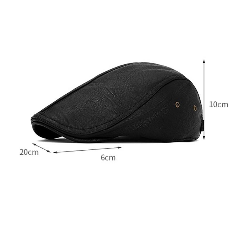 Autumn Winter Leather Warm Beret Men's British Retro Progressive Cap Newsboy Cap