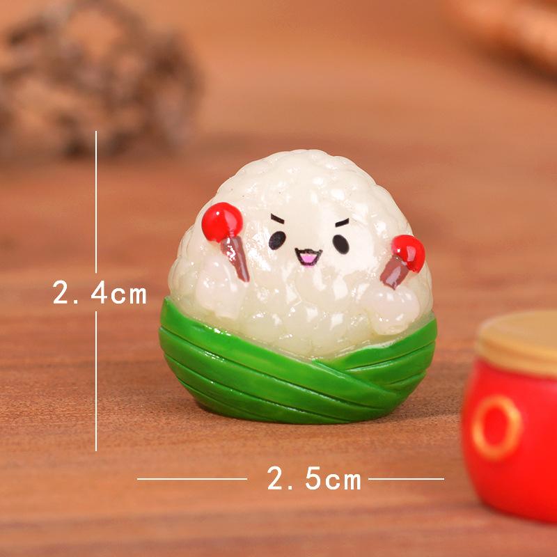 Dragon Boat Festival Cartoon Small Zongzi, Micro-landscape Gardening Resin Small Decorative Items, Cute Round Zongzi Decorative Accessories