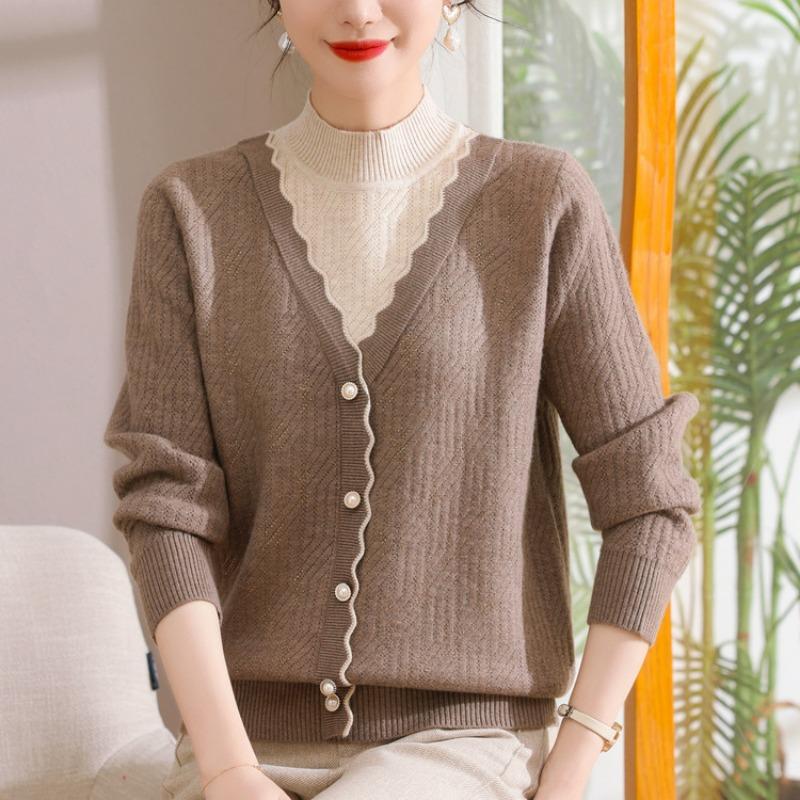 Autumn and winter new light mother thickened sweater retro style women's wool sweater middle-aged mother-in-law wedding banquet red top