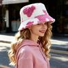 Faux Fur Fisherman Bucket Hat Milk Cow Pattern Warm Cozy Fluffy Bucket Hat Christmas Thanksgiving Headwear