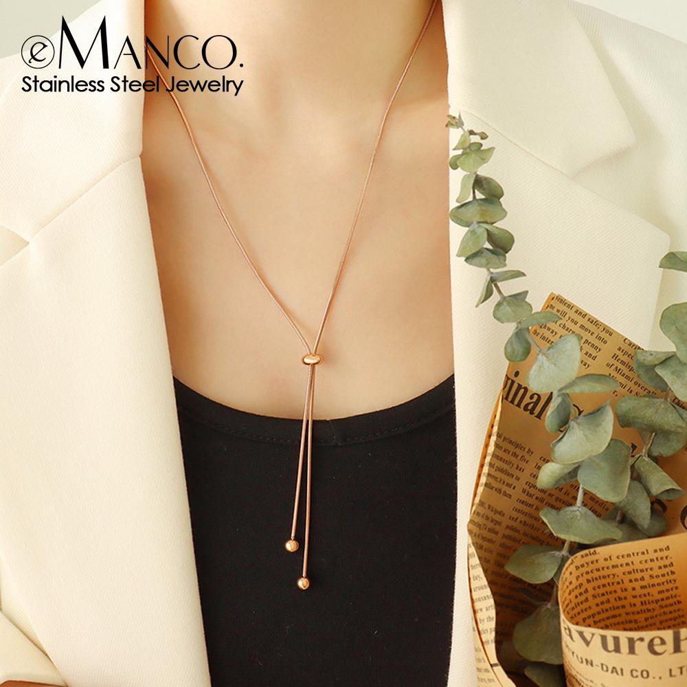 eManco Personalized Snake Chain Adjustable Y Necklace Clavicle Pendant Stainless Steel Necklace Women's Holiday Gift
