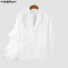 INCERUN Men Ruffled Net Patchwork Long Sleeve Blazer Casual Party Coats