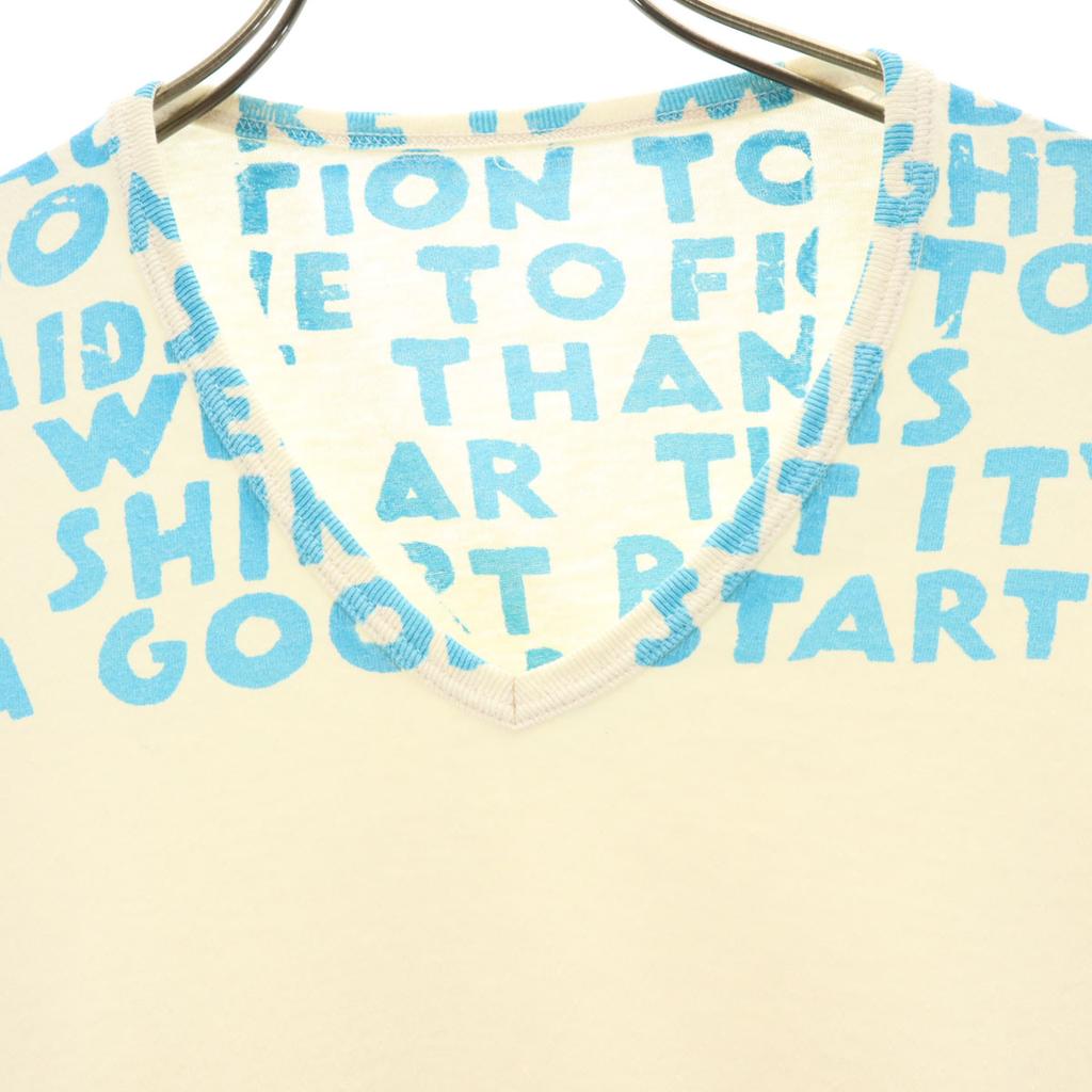 MARTIN MARGIELA 06SS AIDS T Kurzarm V-Ausschnitt T-Shirt S Elfenbein Damen Gebraucht