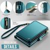XIMAND Passport Holder Wallet Bag with 11 Card Slots and Passport Photo RFID Wristlet Travel Green Pocket, Pocket, Zippered, Blocking, Strap, Bag,
