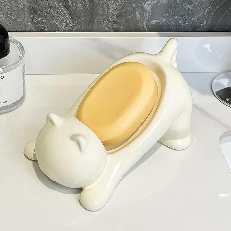 

Soap Box Personalized Cartoon Cat Creative and Cute Household Bathroom Soap Box Draining Rack Household Soap Storage Box