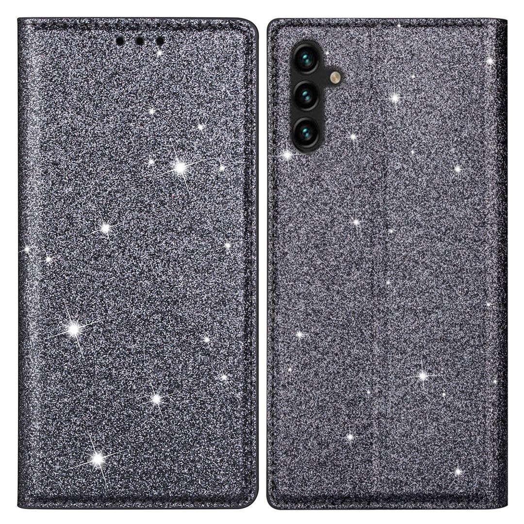 

For Samsung Galaxy S25 Case Glittery PU Leather+TPU Card Slot Phone Cover B