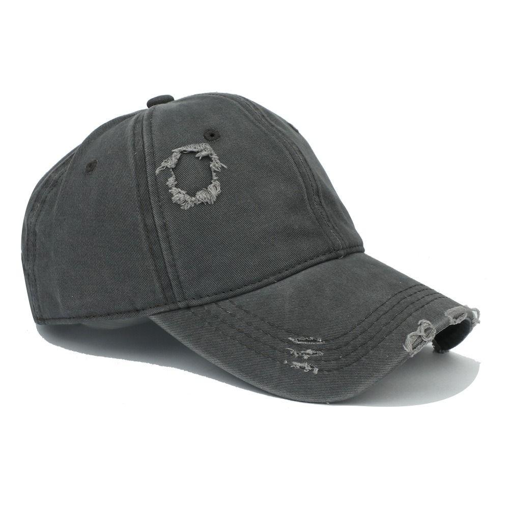 Retro Ripped Brim Hole Baseball Cap Adjustable Casual Baseball Hats Visor Distressed Peaked Cap For Man Women Unisex