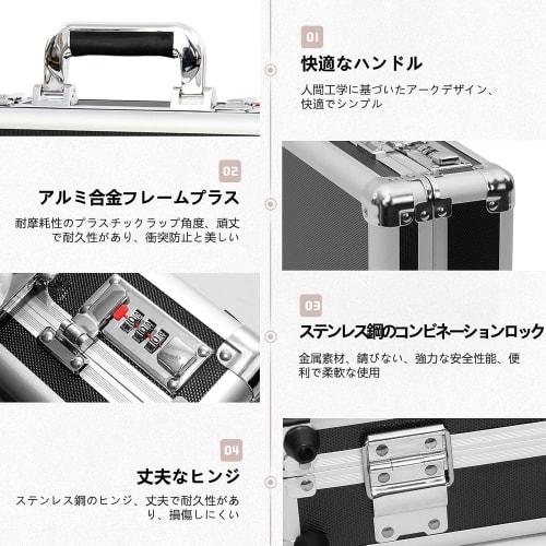 Rxakudedo Large Aluminum Tool Case with Block Cushion and Password Lock, Black, 50cm Long X 18cm Wide X 38cm High, Lightweight, Shockproof, Large Capa