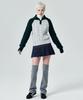 Leoninghai Color Block Turtleneck Zip-Up Knit Pullover [Green]