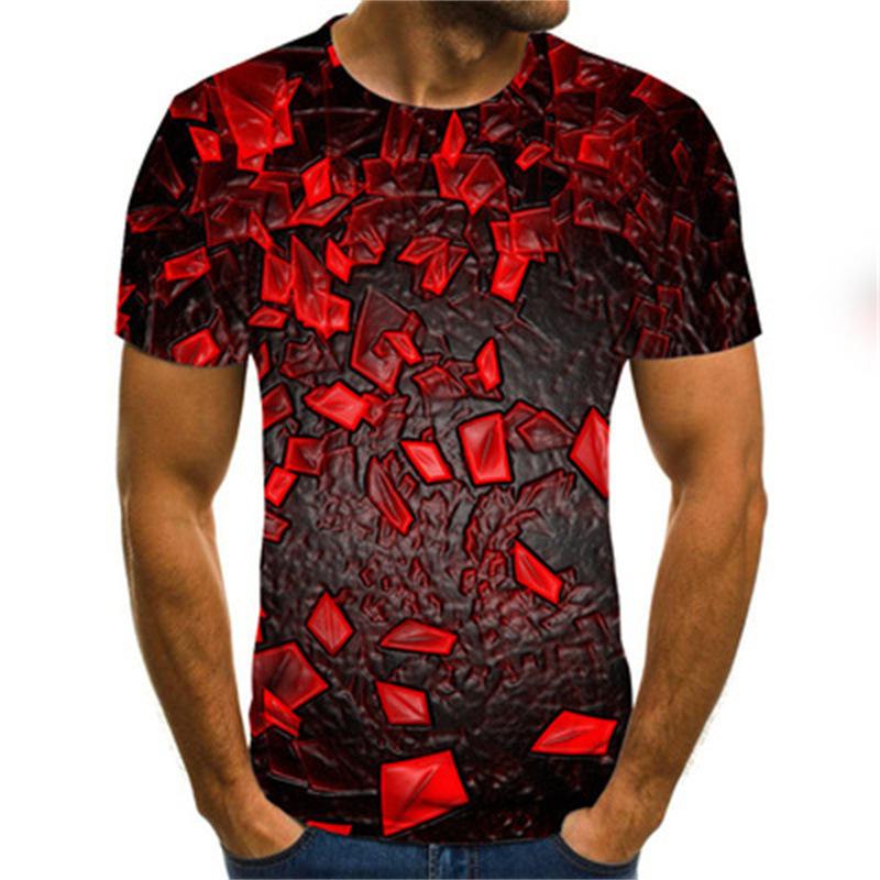 Sommer T-Shirt Geometrisches Schillerndes Bild 3D Digitaldruck Rundhals Herren Sport Locker 3D T-Shirt