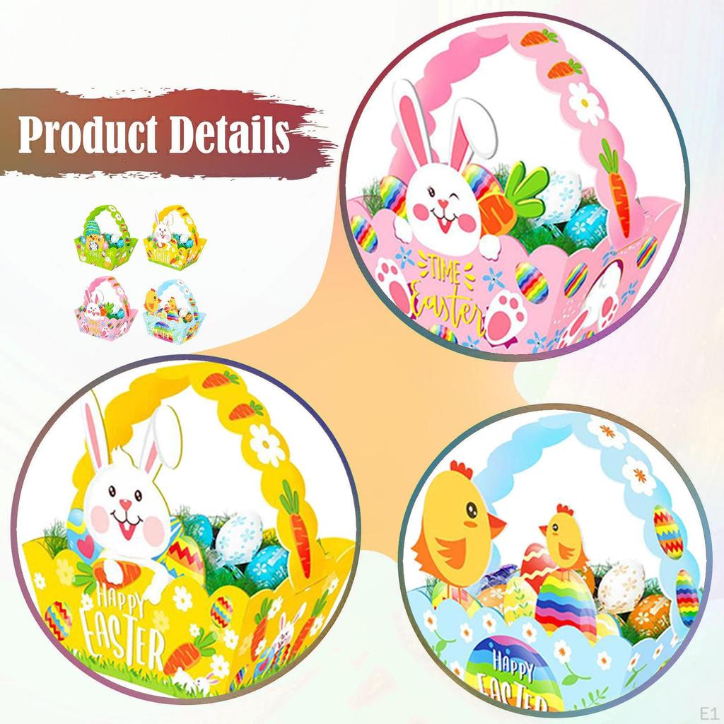 12 ks Velikonoční papírové košíčky Party suvenýry Dekorativní 4 barvy DIY nádoby Barevné roztomilé dárky