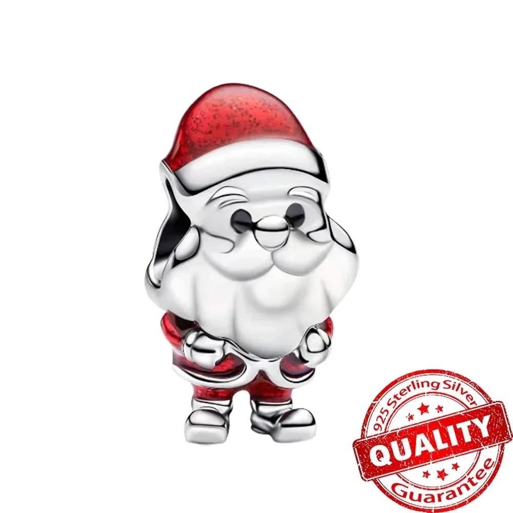 Christmas 925 Silver Charms Santa Claus Reindeer Earrings Beads fit Necklace Bracelets DIY Fine Jewelry Party Gift