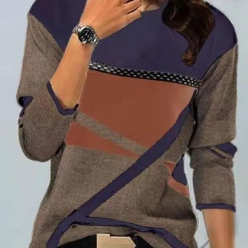 Dámská trička Trička s 3D geometrickým kontrastním potiskem Dámské Volný Dlouhý rukáv Elegantní Harajuku trička s výstřihem do O Dáma Podzim Zima