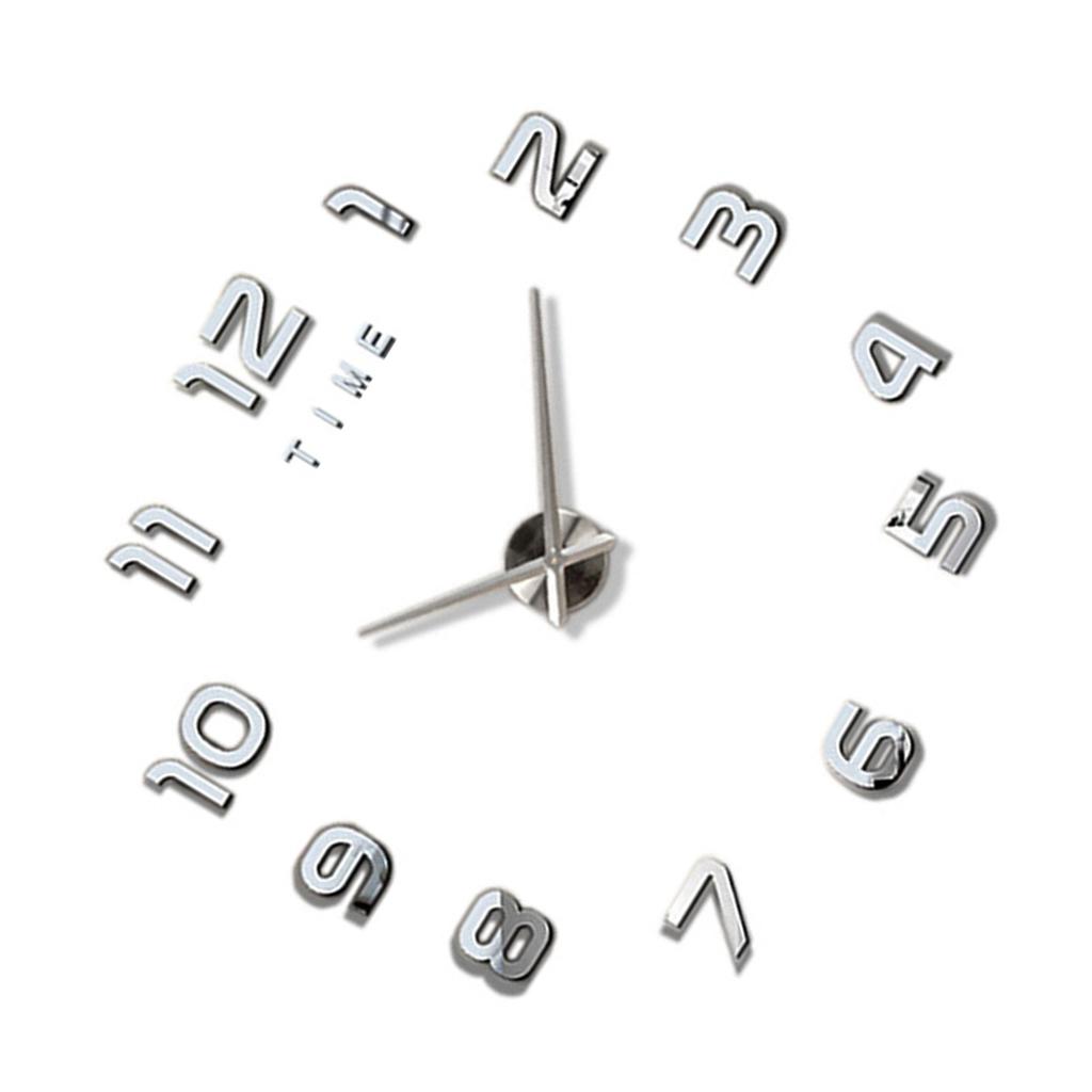 3D Number Large Wall Clock Silent Simple Fashionable Decorative Numeral Wall Clock for Living Room