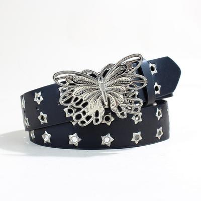 Punk Style Student Butterfly Buckle Star Air Eye Belt, Decorative Belt Lady
