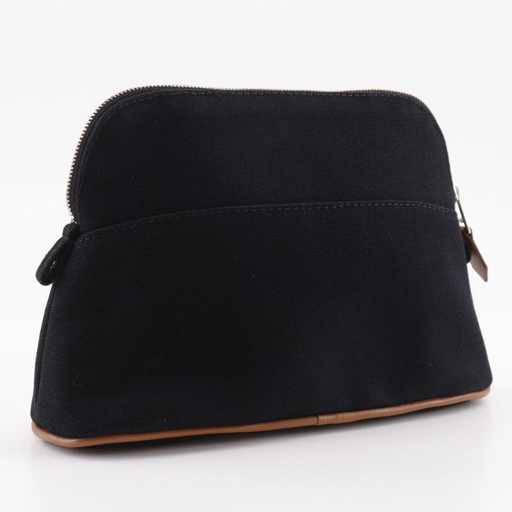 Hermes Bolide Pouch Mini Pouch Noir Cotton Women Used